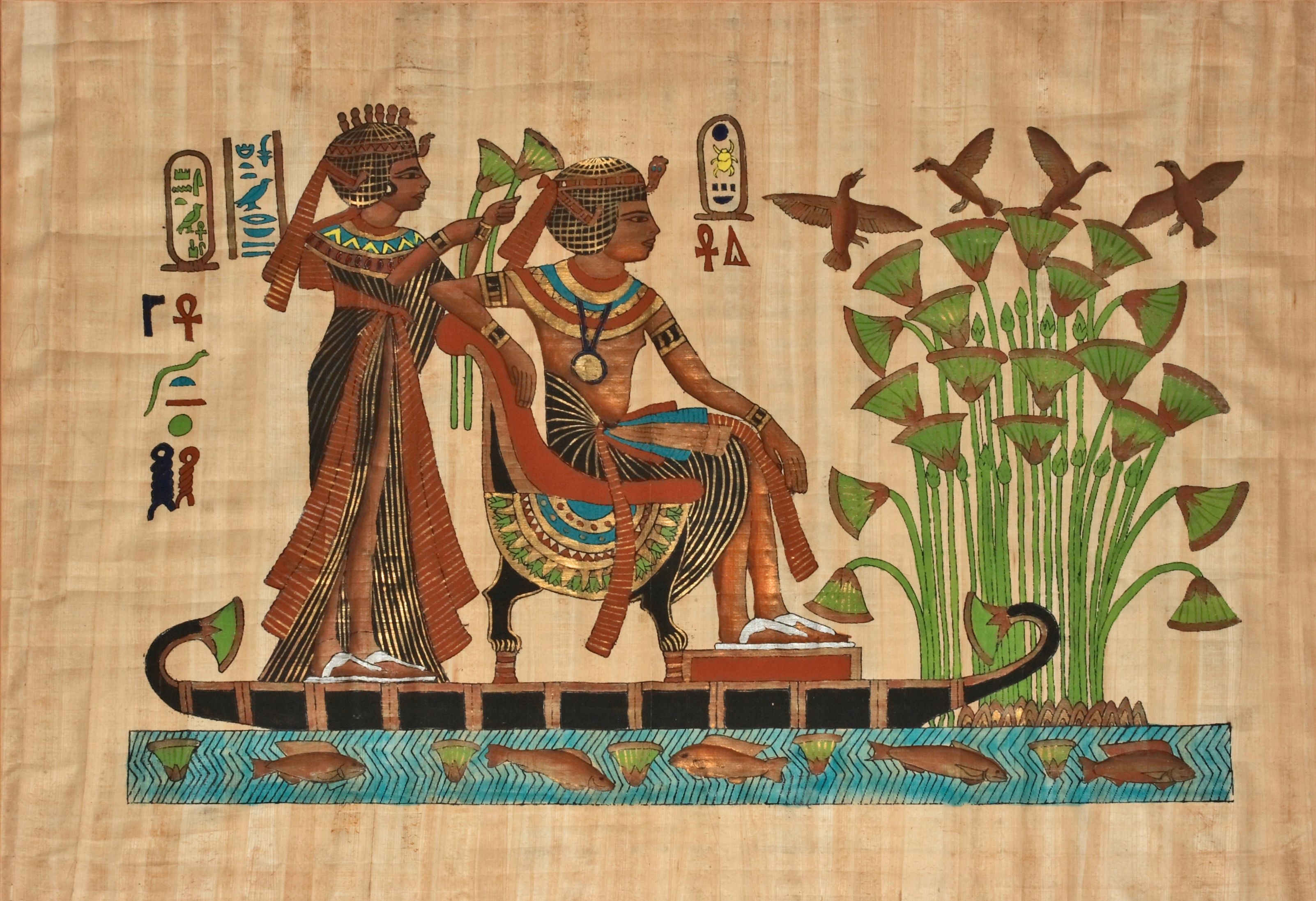 3693997 beautiful ancient egyptian papyrus showing pharaoh on boat